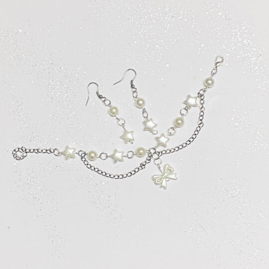 Starry off white bracelet + earrings set