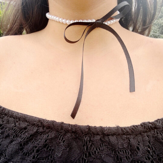 Black ribbon choker