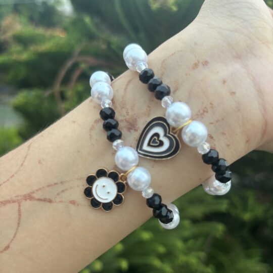 Flower heart matching bracelets