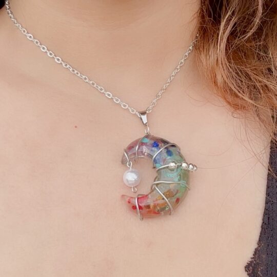 7 Chakra moon pendant