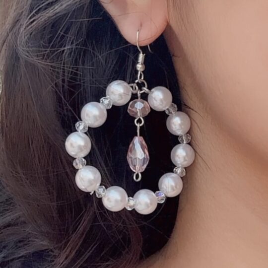 White Pearls hoops