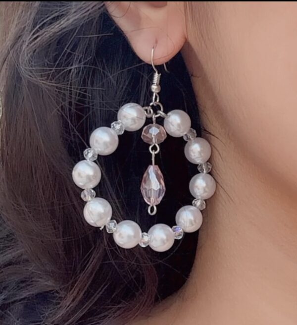 White Pearls hoops - Image 2