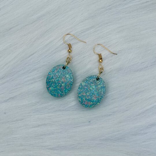 Oval teal earrings