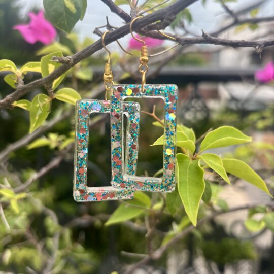 Glittery Rectangle Frame earrings