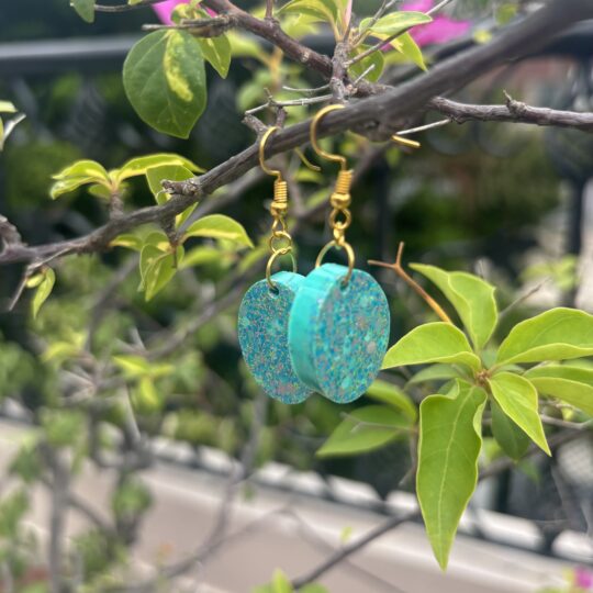 Oval teal earrings