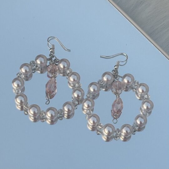 White Pearls hoops