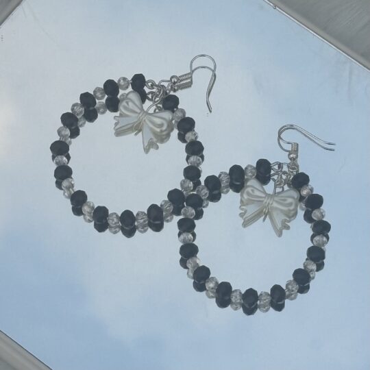 Black & white bow hoops