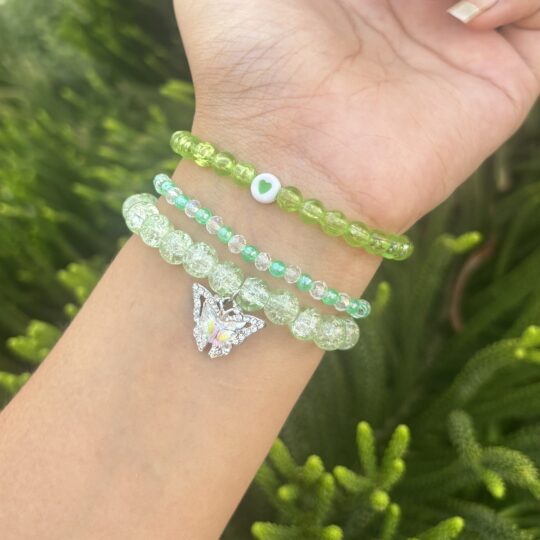 Green bracelet stack