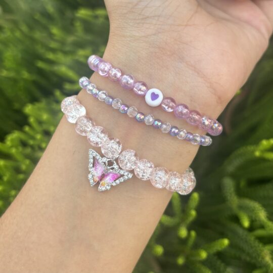 Purple bracelet stack