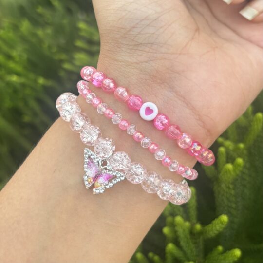 Pink bracelet stack