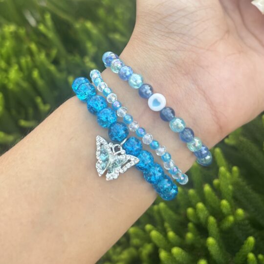 Blue bracelet stack