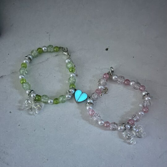 Glow in dark matching heart bracelets